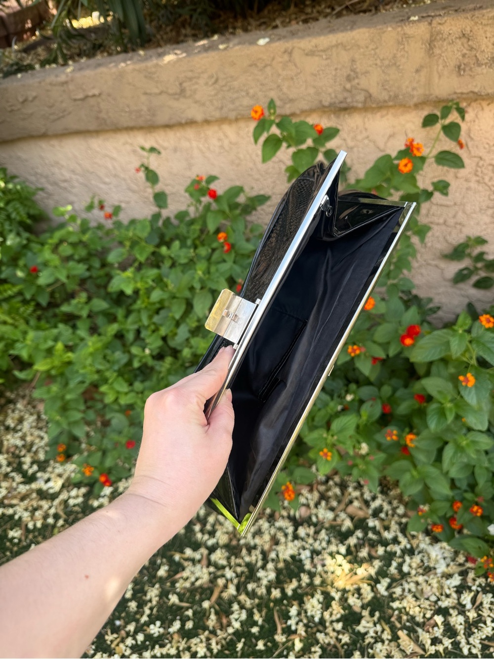 Black Patent Clasp Evening Clutch